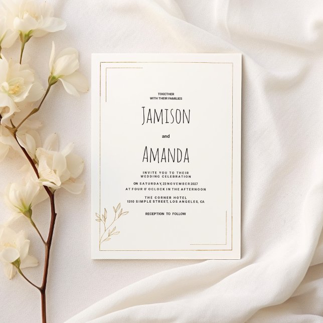 Luxury white gold geometric floral Wedding Invitation (Luxury white gold geometric floral Wedding )