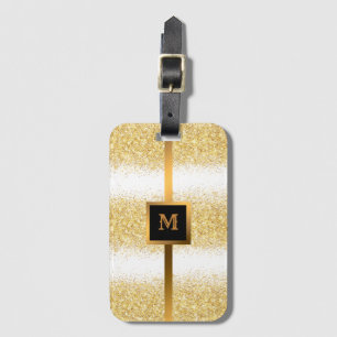 Luxury White Gold Glitter Luggage Tag