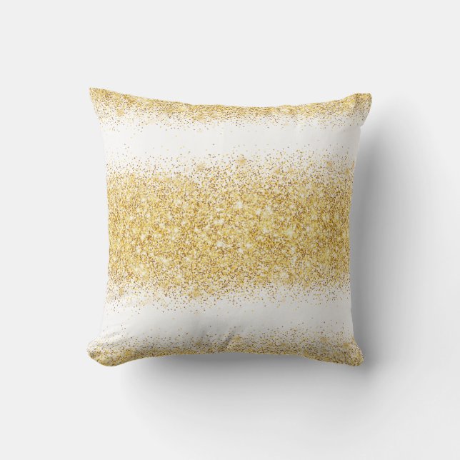 Luxury White Gold Glitter Throw Pillow (Front)