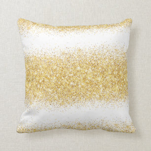 Luxury White Gold Glitter Throw Pillow