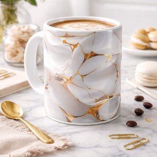Luxury White & Gold Marble Coffee Mug – Elegant Ae