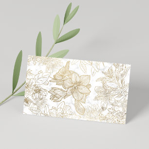 Luxury white gold marble floral business card