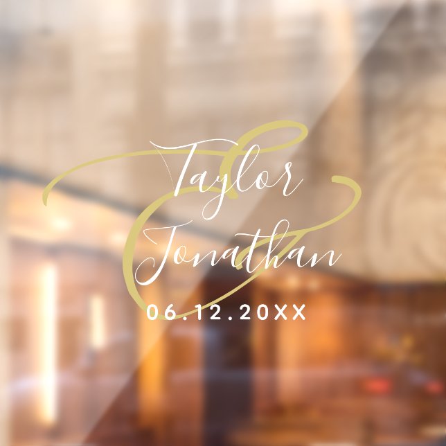 Luxury White & Gold Minimal Classy Custom Wedding  Window Cling (Sheet 2)