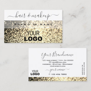 Luxury White Gold Sparkle Glitter Add Logo Elegant Business Card