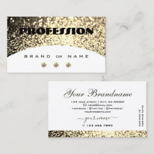 Luxury White Gold Sparkling Glitter with Diamonds Business Card