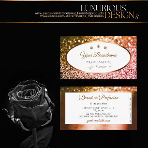 Luxury White Golden and Rose Gold Glitter Jewels Business Card