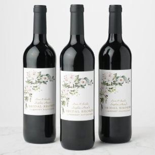 Luxury White Imperial Lilies Roses Bridal Shower Wine Label