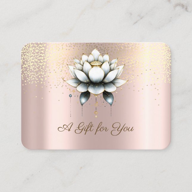 Luxury White Lotus,Confetti,Rose Gold Discount Card (Front)