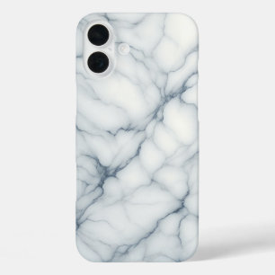 Luxury White Marble Case - Elegant Blue & Grey 