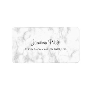 Luxury White Marble Elegant Script Modern Address Label