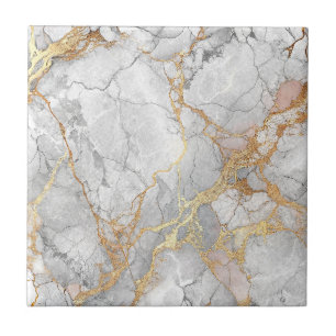 Luxury White Marble Stone & Gold Vein Pattern Tile