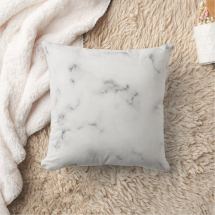 Luxury white marble texture custom monogram throw pillow