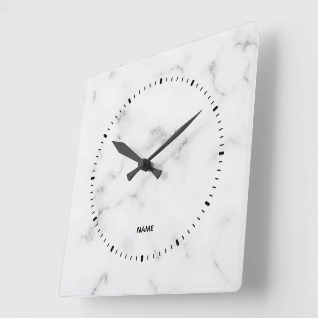 Luxury White marble texture Square Wall Clock (Angle)