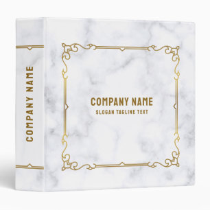 Luxury white marble with vintage gold frame binder
