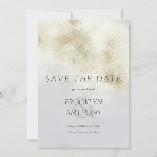 Luxury White Opal Save The Date (Front)