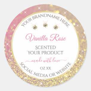 Luxury White Pink Gold Glitter Product Labels