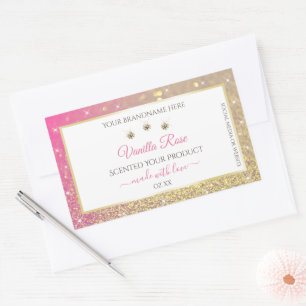 Luxury White Pink Gold Glitter Product Labels