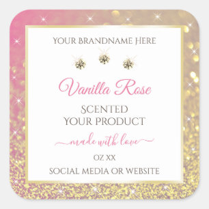 Luxury White Pink Gold Glitter Product Labels
