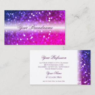 Luxury White Pink Purple Sparkle Glitter Stylish Business Card