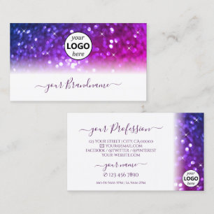 Luxury White Pink Purple Sparkle Glitter with Logo Business Card