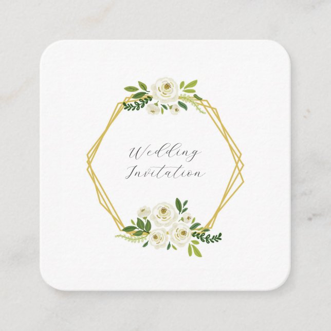 Luxury White Rose Floral Frame  Enclosure Card (Front)
