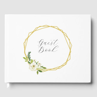Luxury White Rose Floral Frame  Guest Book