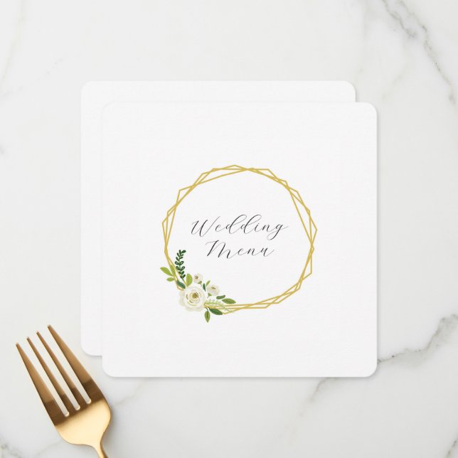 Luxury White Rose Floral Frame  Menu (Front/Back In Situ)