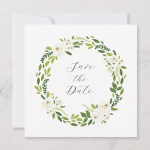 Luxury White Rose Floral Frame  Save The Date