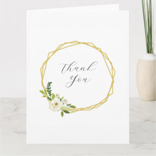 Luxury White Rose Floral Frame  Thank You Card