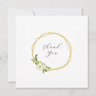 Luxury White Rose Floral Frame Thank You Card