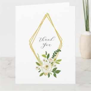 Luxury White Rose Floral Frame  Thank You Card
