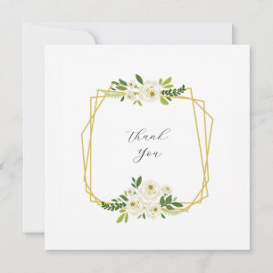 Luxury White Rose Floral Frame Thank You Card