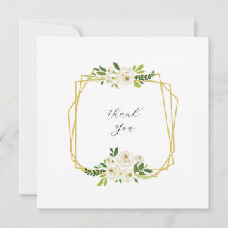 Luxury White Rose Floral Frame  Thank You Card