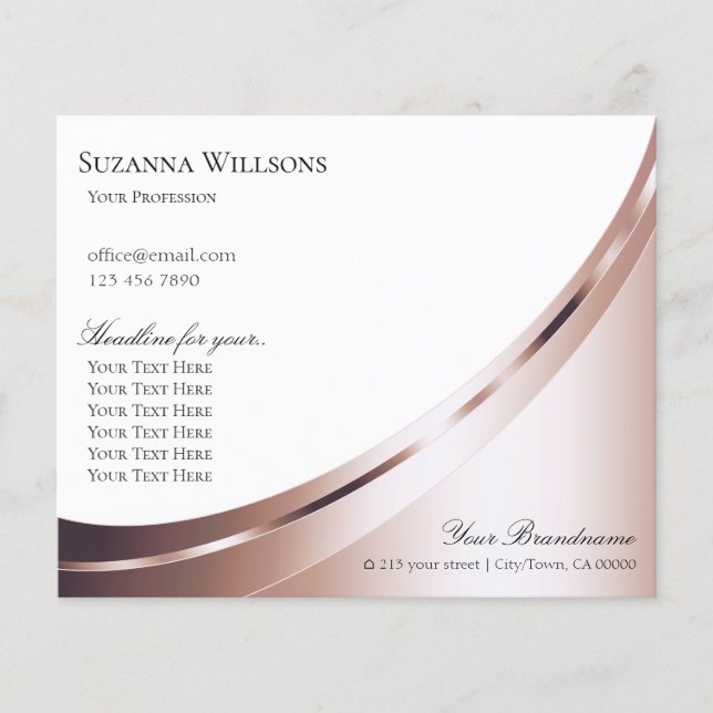Luxury White Rose Gold Decor Business Promotion Flyer (Front)