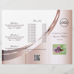 Luxury White Rose Gold Decor with Logo and QR-Code Flyer