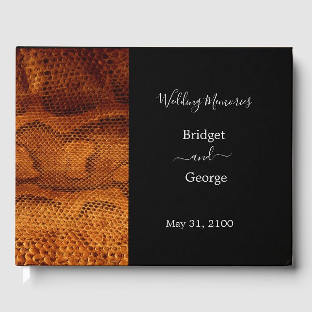 luxury wild snake skin animal wedding guest book (Front)