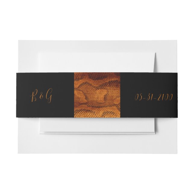 luxury wild snake skin animal wedding invitation belly band (Front Example)