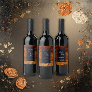 luxury wild snake skin animal wedding  wine label