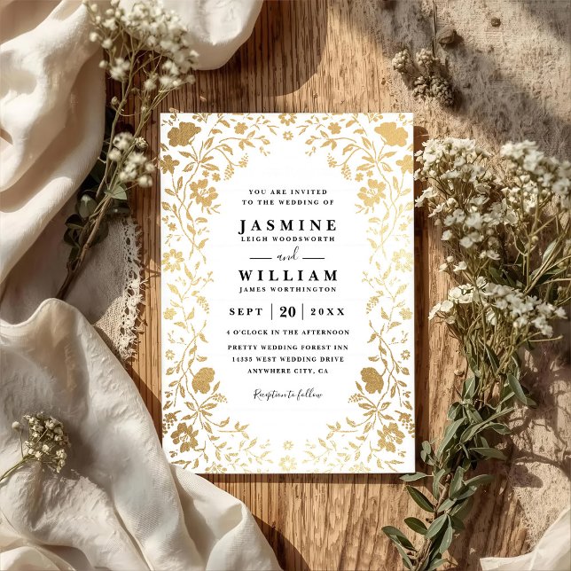Luxury Wildflower Elegant Modern QR Code Wedding Invitation (Creator Uploaded)