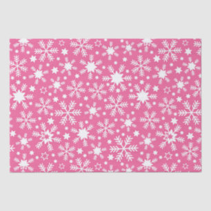 Luxury Winter Pink and White Christmas Snowflakes Tissue Paper