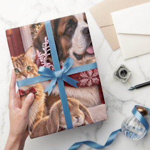 Luxury Woodland Burgundy Christmas Wrapping Paper