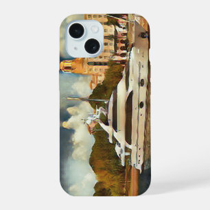 Luxury Yacht Wall Art Coastal Harbor Scene iPhone 15 Case