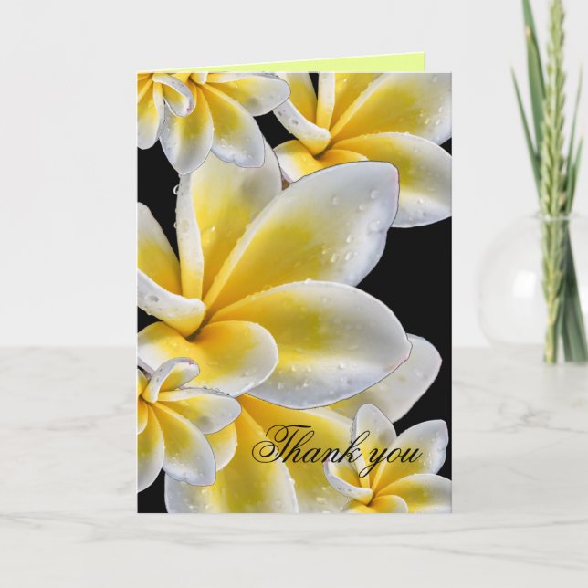 Luxury Yellow Romantic Plumeria Thank you card (Front)