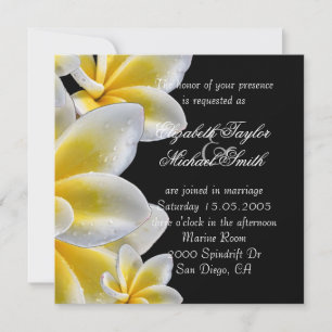 Luxury Yellow Romantic Plumeria Wedding Invite