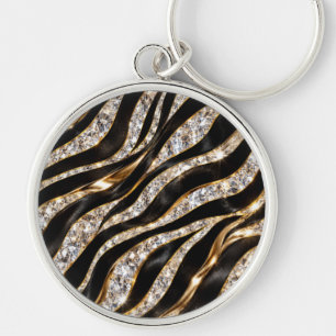 Luxury Zebra Crystal Animal Print Keychain