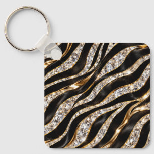 Luxury Zebra Crystal Animal Print Keychain