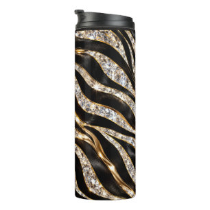 Luxury Zebra Crystal Animal Print Thermal Tumbler