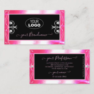 Luxuy Black Pink Sparkle Jewels Ornaments Add Logo Business Card