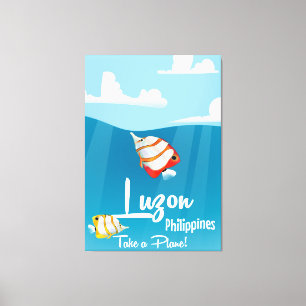 Luzon, philippines cartoon travel poster canvas print