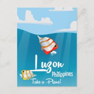 Luzon, philippines cartoon travel poster postcard